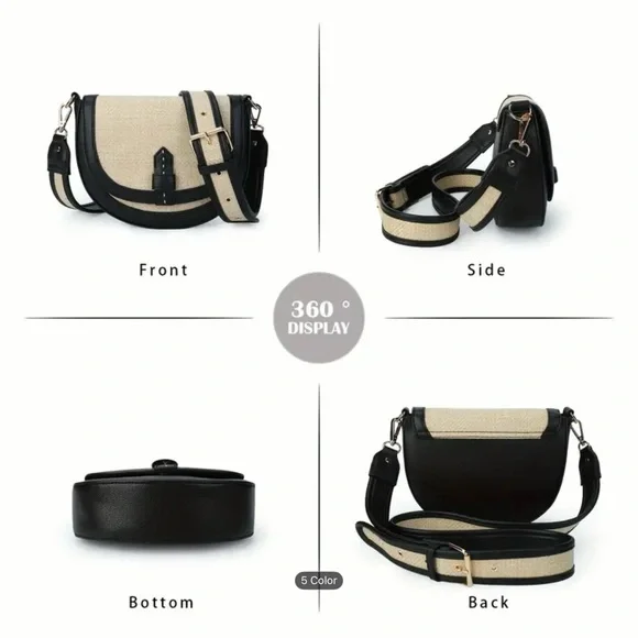 Elegant Black and Cream Women's Crossbody Bag - Picture 2 of 5